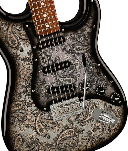 Fender Limited Edition Made In Japan Black Paisley Stratocaster Electric Guitar, Rosewood Fingerboard (with Gig Bag), Action Position Back