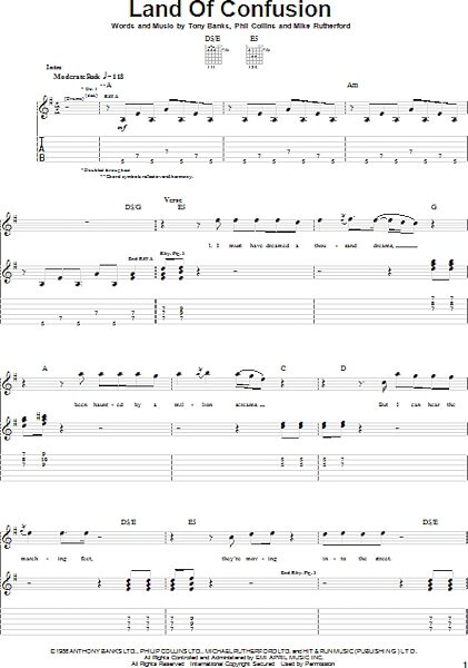 Land Of Confusion - Guitar TAB, New, Main