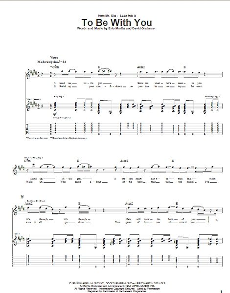 To Be With You - Guitar TAB, New, Main