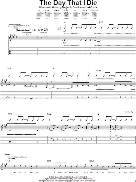 The Day That I Die - Guitar TAB, New, Main