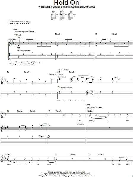 Hold On - Guitar TAB | zZounds