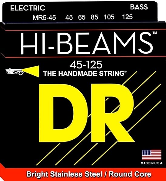 DR Strings MR545 Hi-Beams 5-String Electric Bass Strings (Medium, 45-125), 45-125, MR-545, Medium, Main