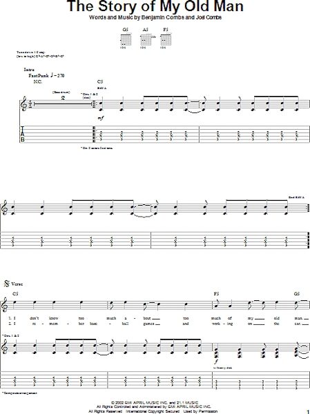 The Story Of My Old Man - Guitar TAB, New, Main