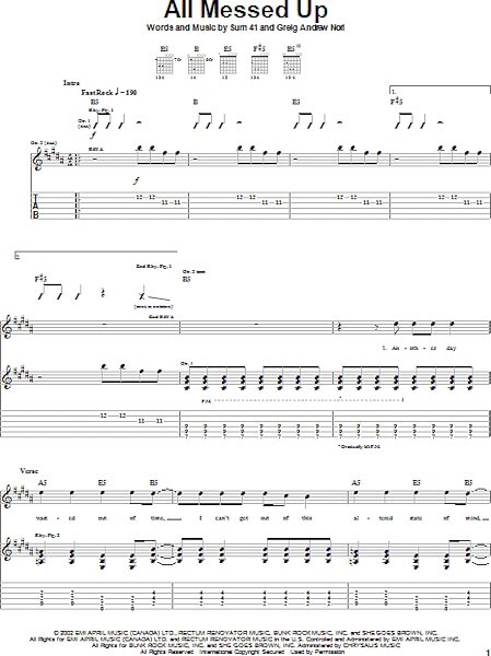 All Messed Up - Guitar TAB, New, Main