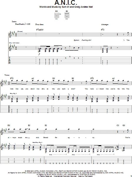 A.N.I.C. - Guitar TAB, New, Main