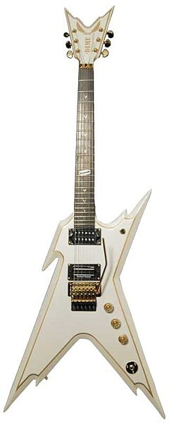 Dean Razorback Electric Guitar (With Case), Classic White with Gold Pinstripes