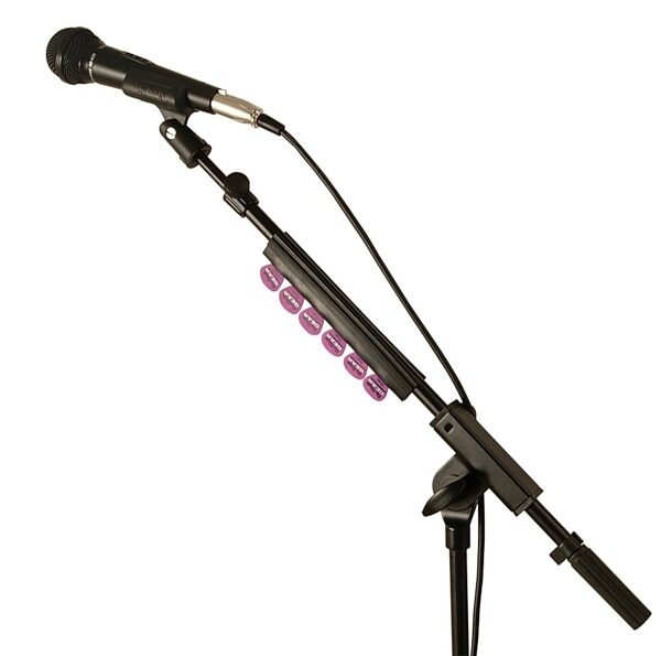 On-Stage GSAPK6600 Microphone Stand Guitar Pick Hold-It, In Use 1