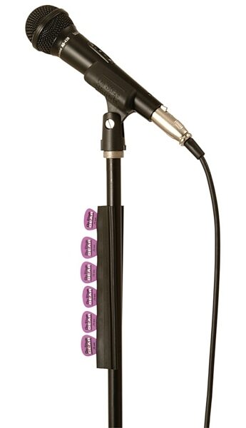On-Stage GSAPK6600 Microphone Stand Guitar Pick Hold-It, In Use 2