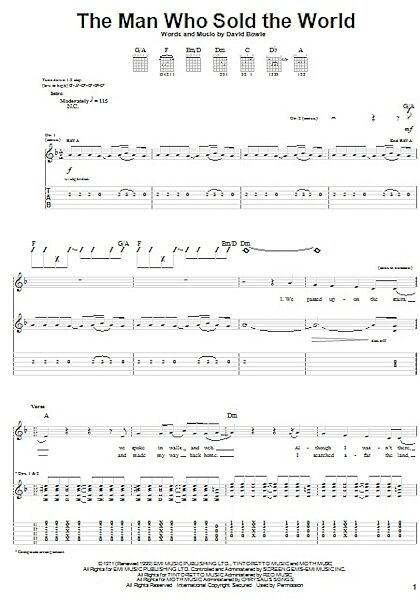 The Man Who Sold The World - Guitar TAB, New, Main