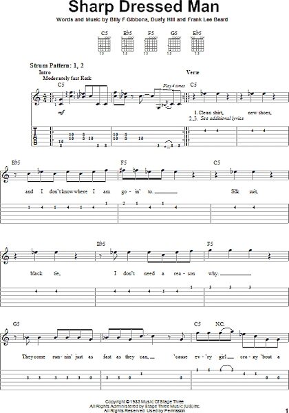 Sharp Dressed Man - Easy Guitar with TAB, New, Main