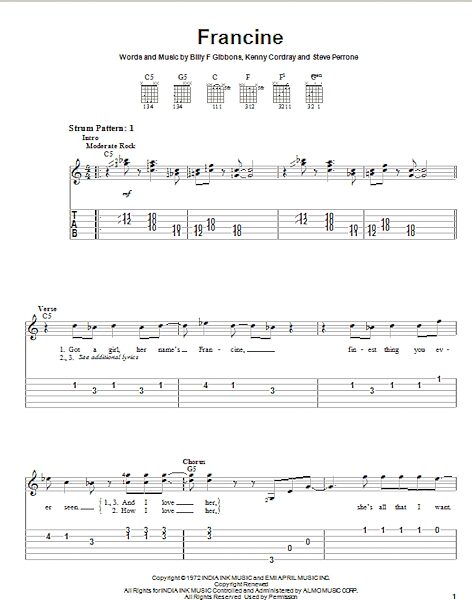 Francine - Easy Guitar with TAB, New, Main