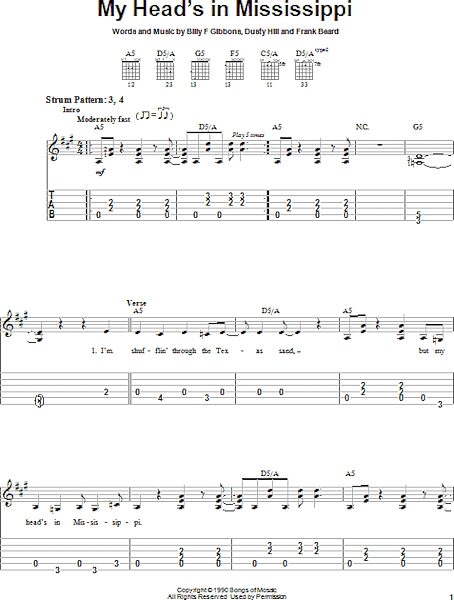 My Head's In Mississippi - Easy Guitar with TAB, New, Main