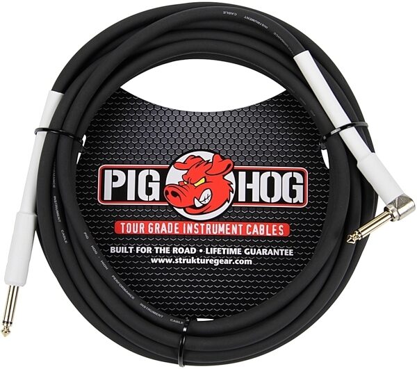 Pig Hog Vintage Series Instrument Cable, 1/4" Straight to 1/4" Right Angle, Black, 10 foot, Main