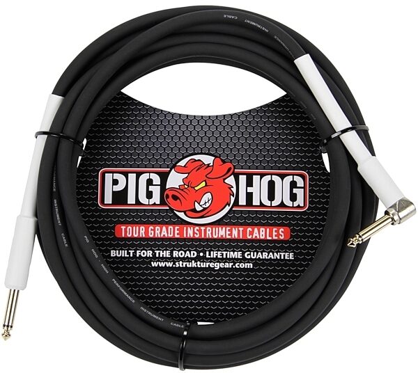 Pig Hog Vintage Series Instrument Cable, 1/4" Straight to 1/4" Right Angle, Black, 10 foot, Main