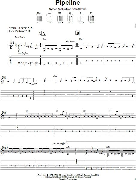 Pipeline - Easy Guitar with TAB, New, Main