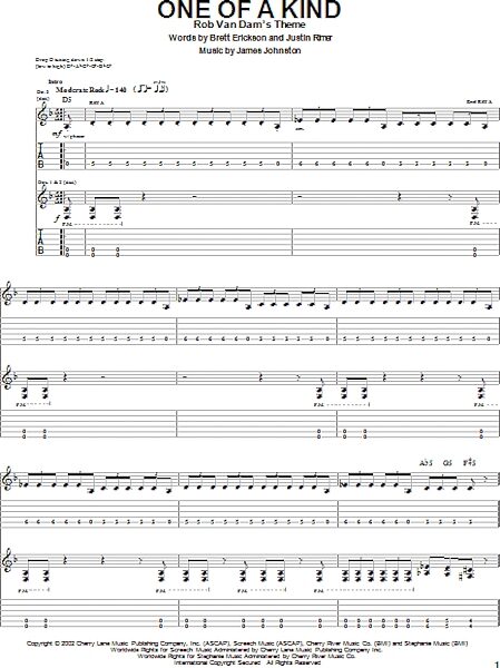 One Of A Kind - Guitar TAB, New, Main