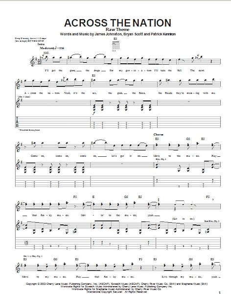Across The Nation - Guitar TAB, New, Main