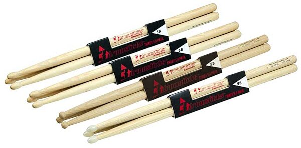 3 Drumsticks 5B Hickory Drumsticks, 12-Pack