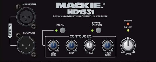 Mackie HD1531 3-Way 15" Powered Loudspeaker, Panel Detail