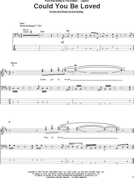Could You Be Loved - Bass Tab, New, Main
