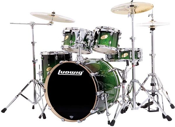 Ludwig LC425GL Accent Custom Elite Power 5-Piece Drum Kit, Green Fade