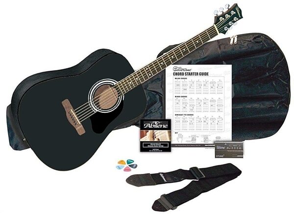 Silvertone SD3000 Acoustic Guitar Package, Black