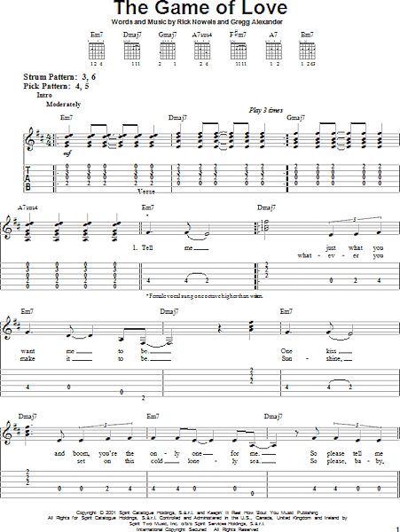 The Game Of Love - Easy Guitar with TAB, New, Main