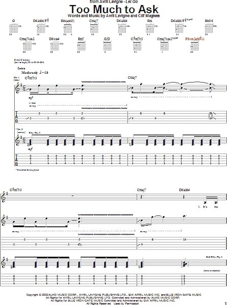 Too Much To Ask - Guitar TAB, New, Main