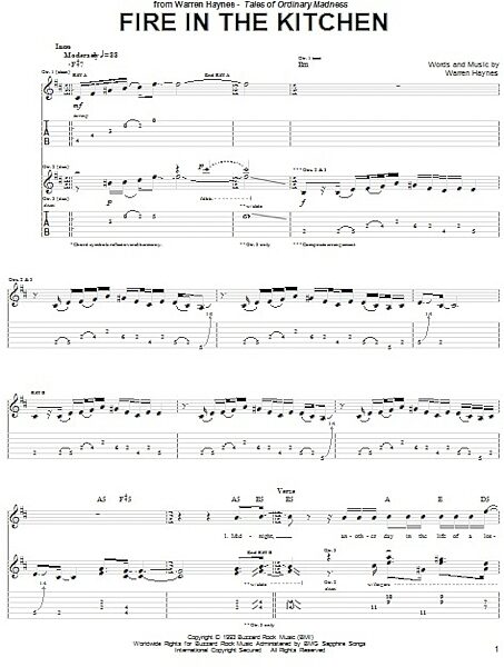 Fire In The Kitchen - Guitar TAB, New, Main