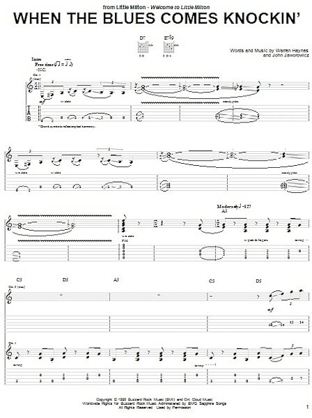 When The Blues Comes Knockin' - Guitar TAB, New, Main