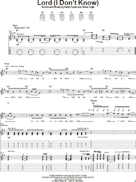 Lord (I Don't Know) - Guitar TAB, New, Main
