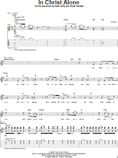 In Christ Alone - Guitar TAB, New, Main