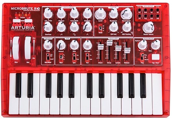 Arturia MicroBrute Red Analog Synthesizer Keyboard, Main