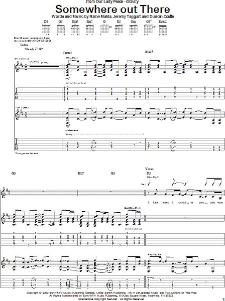 Somewhere Out There - Guitar TAB, New, Main