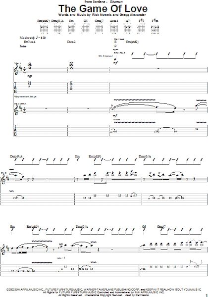 The Game Of Love - Guitar TAB, New, Main