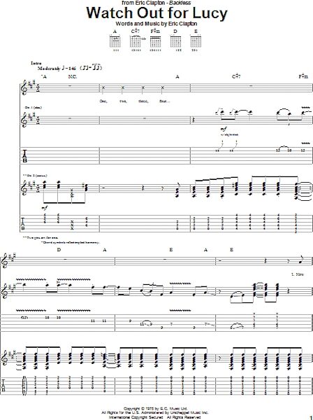 Watch Out For Lucy - Guitar TAB, New, Main