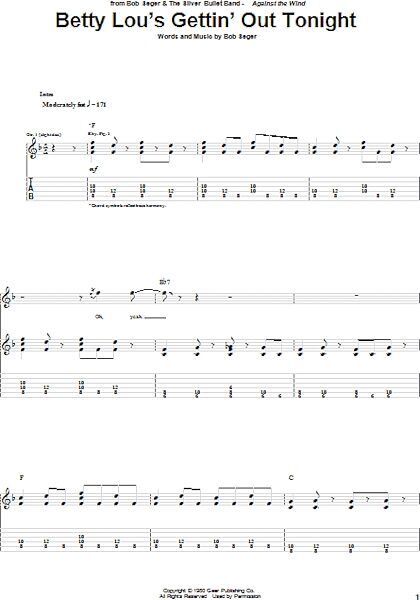 Betty Lou's Gettin' Out Tonight - Guitar TAB, New, Main