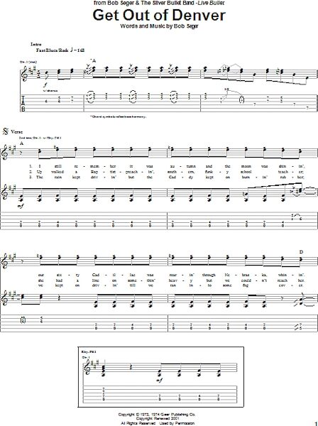 Get Out Of Denver - Guitar TAB, New, Main