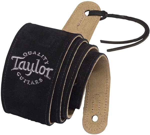 Taylor 2.5" Embroidered Suede Guitar Strap, Black, DNU