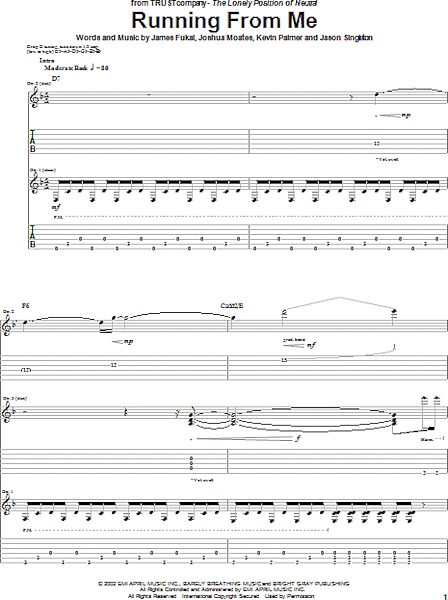Running From Me - Guitar TAB, New, Main