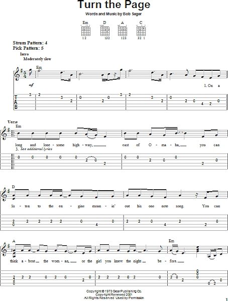 Turn The Page - Easy Guitar with TAB, New, Main