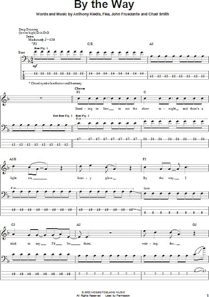By The Way - Bass Tab, New, Main