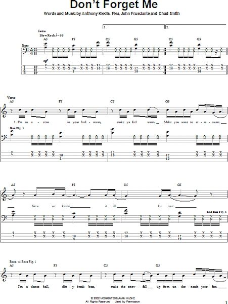 Don't Forget Me - Bass Tab, New, Main