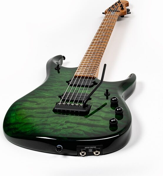 Ernie Ball Music Man John Petrucci JP15 Electric Guitar (with Case), Green Tiger Eye Quilt, Action Position Back