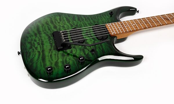 Ernie Ball Music Man John Petrucci JP15 Electric Guitar (with Case), Green Tiger Eye Quilt, Action Position Back