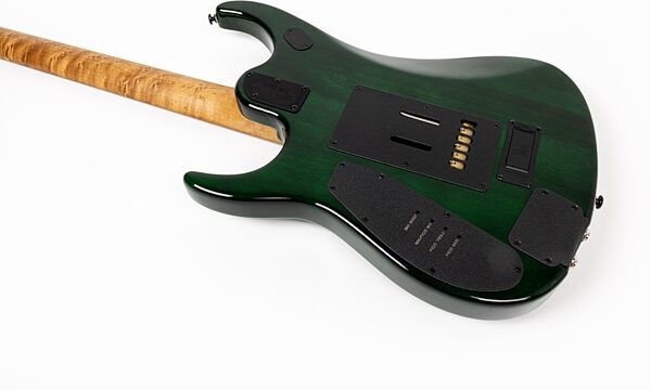 Ernie Ball Music Man John Petrucci JP15 Electric Guitar (with Case), Green Tiger Eye Quilt, Action Position Back