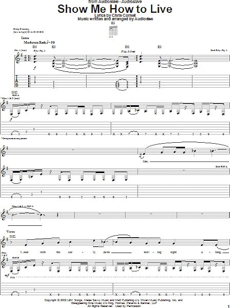 Show Me How To Live - Guitar TAB, New, Main