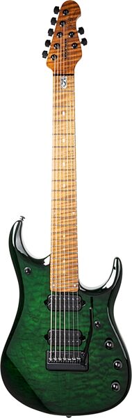 Ernie Ball Music Man John Petrucci JP15 7 Electric Guitar, 7-String (with Case), Green Tiger Eye Quilt, Action Position Back