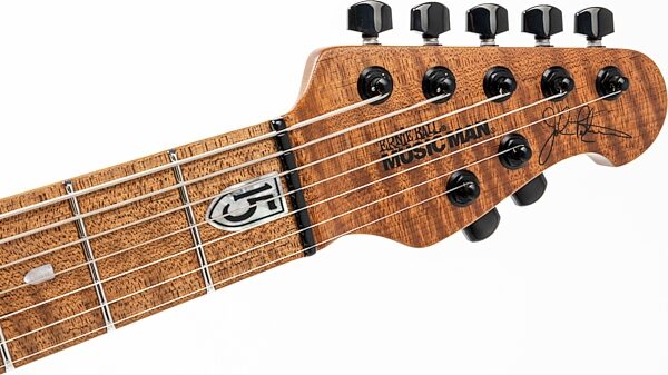 Ernie Ball Music Man John Petrucci JP15 7 Electric Guitar, 7-String (with Case), Green Tiger Eye Quilt, Action Position Back