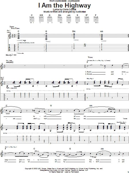I Am The Highway - Guitar TAB, New, Main